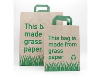 Mit Aufdruck - Nachhaltig produzierte Taschen mit Grasanteil und Recyclingpapier "MAXI" 32+12x40cm. (B + T x H) 250 Stück 